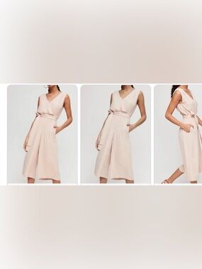 Babaton Aritzia Maximillian Sleeveless V-Neck jumpsuit  in Blush